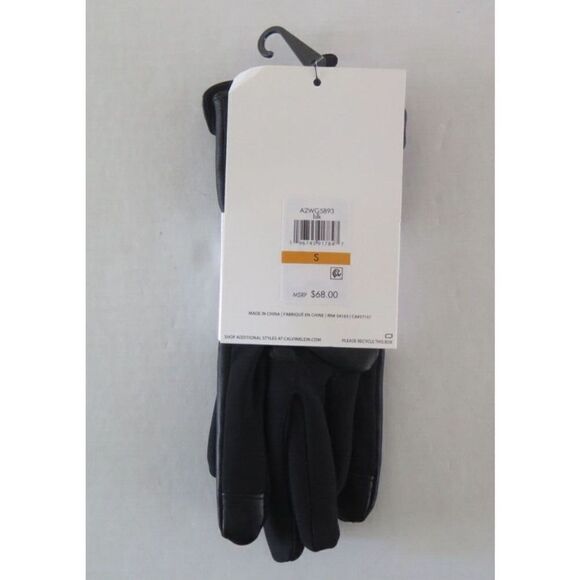Calvin Klein A2WG5893 Women's Sz SMALL Black Leather Touchscreen Gloves - Picture 2 of 5
